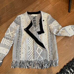 Curio Black and White Patterned Women's Jacket